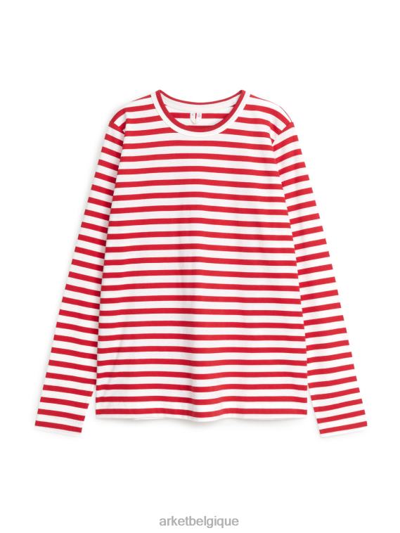 ARKET t-shirt à manches longues femmes rouge blanc T46DR336 vêtements