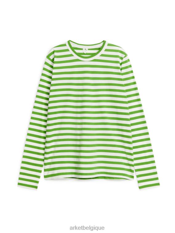 ARKET t-shirt à manches longues femmes vert blanc T46DR343 vêtements