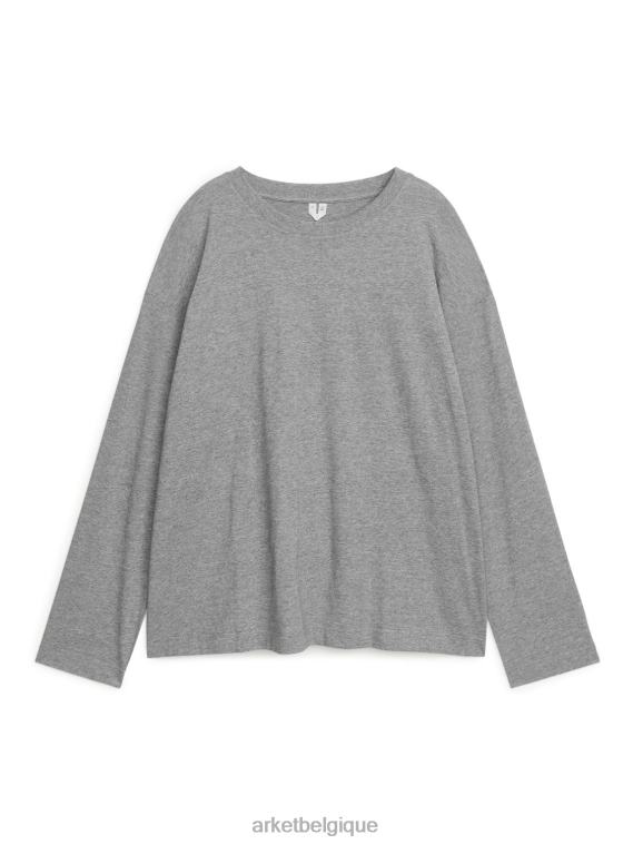 ARKET t-shirt oversize en coton pima femmes gris mélangé T46DR379 vêtements