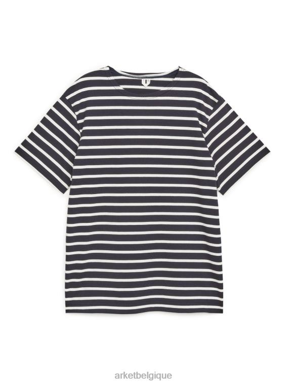 ARKET t-shirt épais femmes bleu foncé/blanc cassé T46DR1002 vêtements