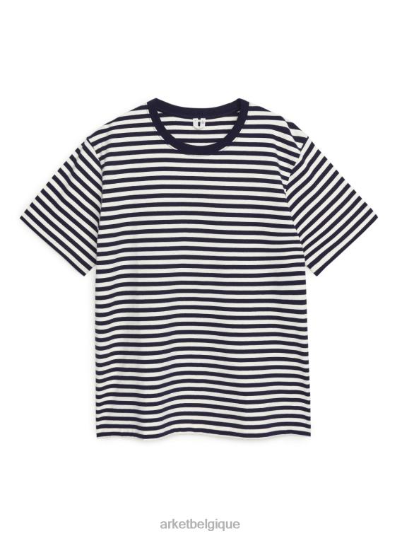 ARKET t-shirt épais femmes bleu foncé/blanc cassé T46DR1003 vêtements