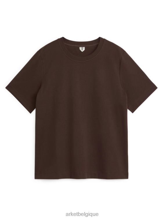 ARKET t-shirt épais femmes marron foncé T46DR288 vêtements