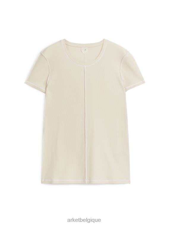 ARKET t-shirt slim en coton femmes blanc cassé/blanc T46DR311 vêtements