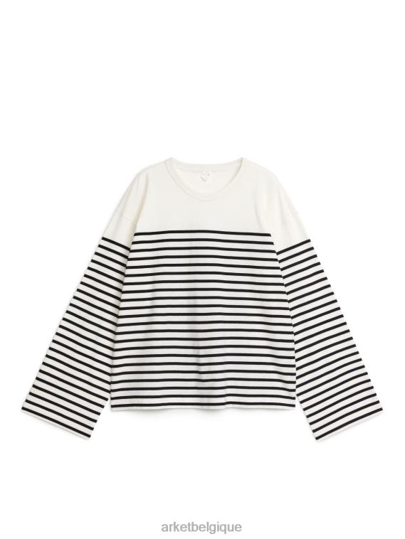 ARKET t-shirt surdimensionné femmes blanc cassé/noir T46DR324 vêtements