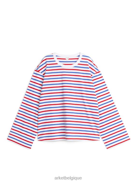 ARKET t-shirt surdimensionné femmes blanc/rouge/bleu T46DR337 vêtements