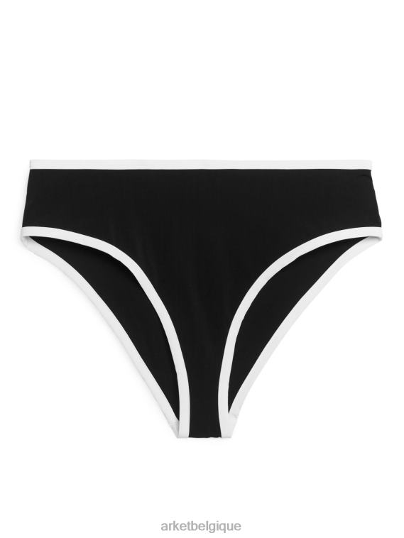 ARKET bas de bikini taille haute femmes noir blanc T46DR600 vêtements