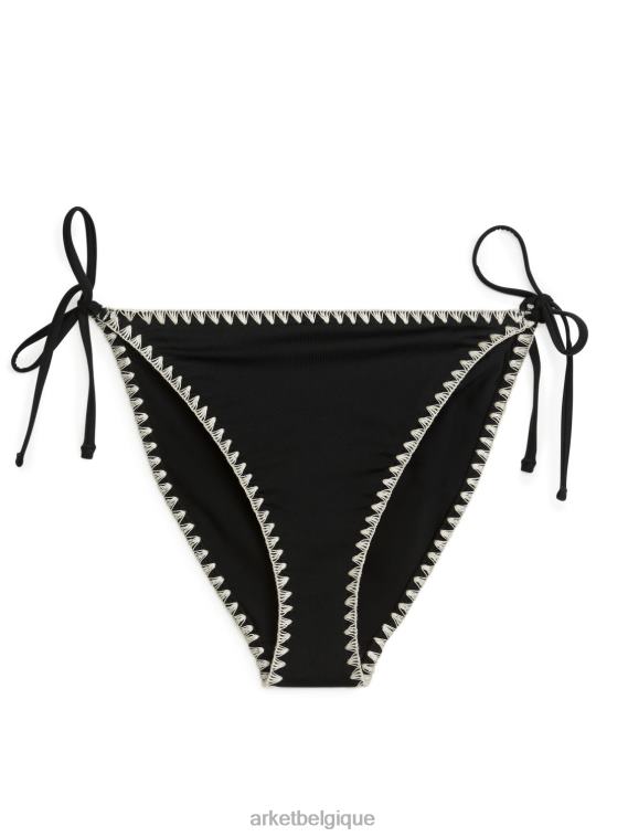 ARKET bas de bikini tanga à nouer femmes noir/blanc cassé T46DR609 vêtements
