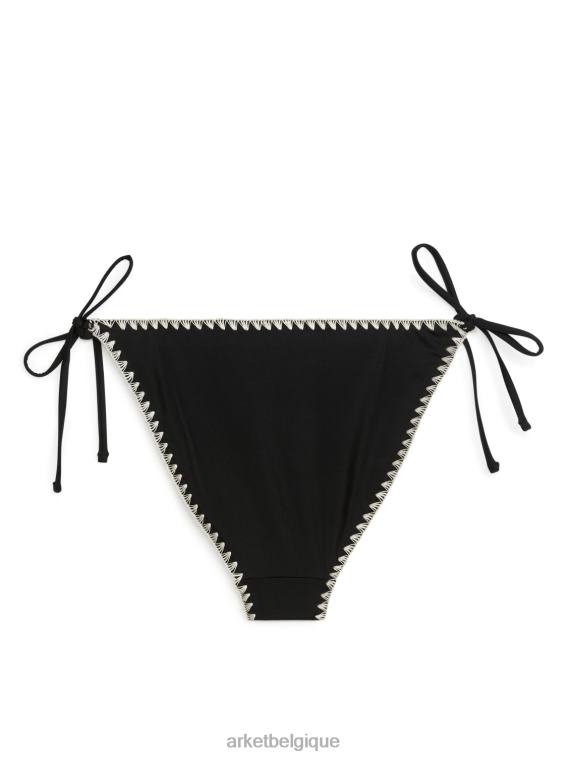 ARKET bas de bikini tanga à nouer femmes noir/blanc cassé T46DR609 vêtements