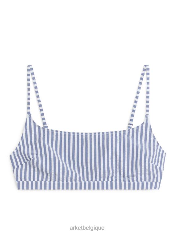 ARKET haut de bikini en seersucker femmes bleu blanc T46DR593 vêtements