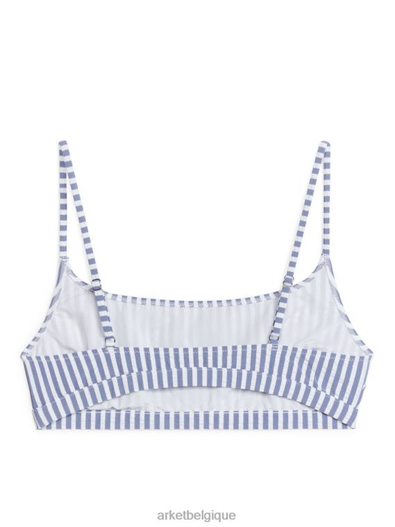 ARKET haut de bikini en seersucker femmes bleu blanc T46DR593 vêtements