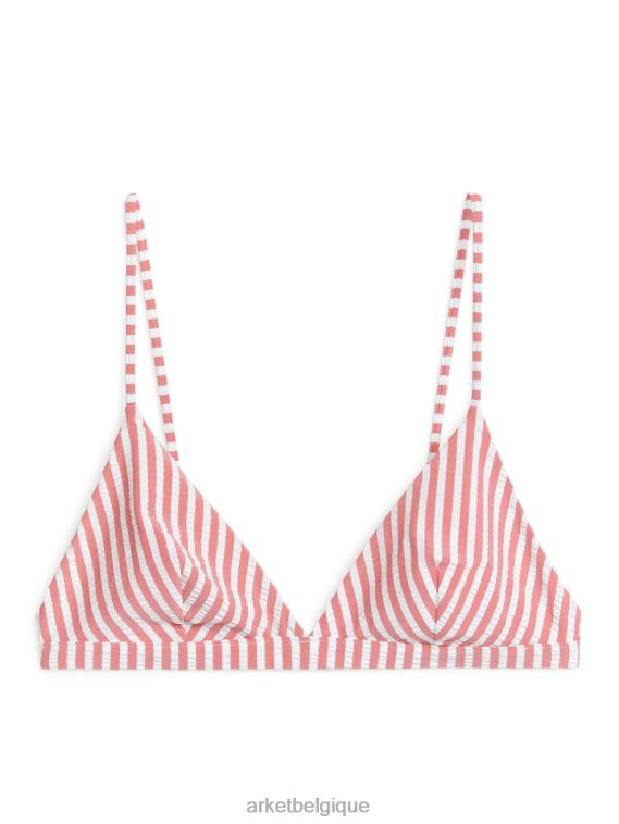 ARKET haut de bikini en seersucker femmes rouge blanc T46DR603 vêtements