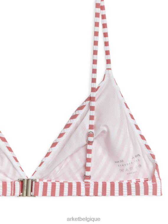 ARKET haut de bikini en seersucker femmes rouge blanc T46DR603 vêtements