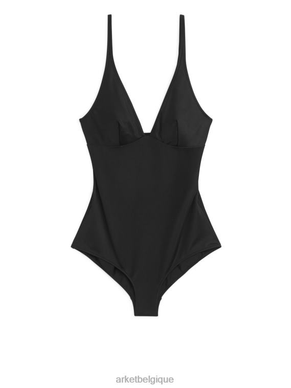 ARKET maillot de bain à col en V femmes noir T46DR592 vêtements