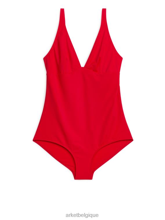 ARKET maillot de bain à col en V femmes rouge T46DR611 vêtements