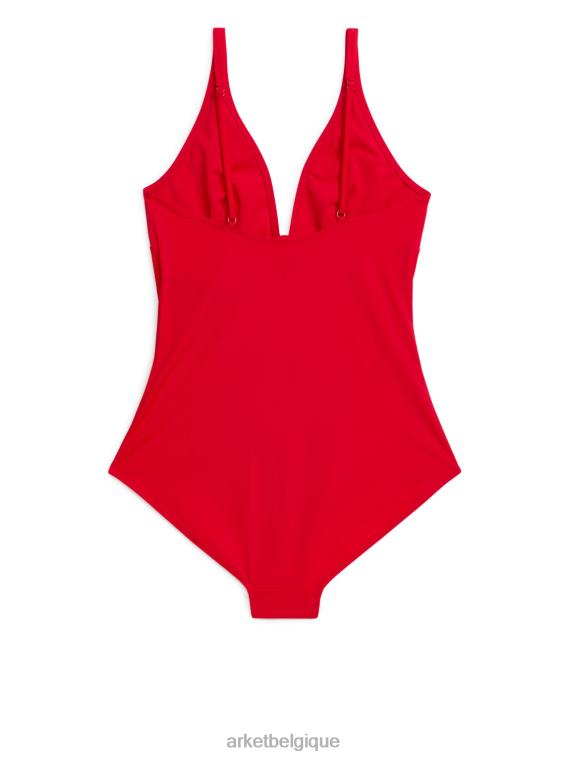 ARKET maillot de bain à col en V femmes rouge T46DR611 vêtements