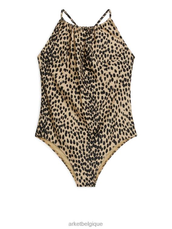 ARKET maillot de bain à détails froncés femmes beige/noir T46DR619 vêtements