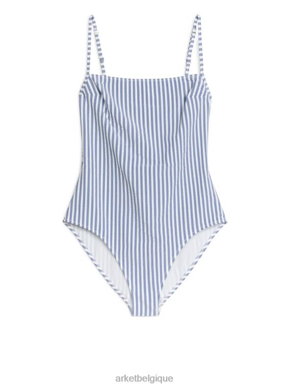 ARKET maillot de bain en seersucker femmes bleu blanc T46DR596 vêtements