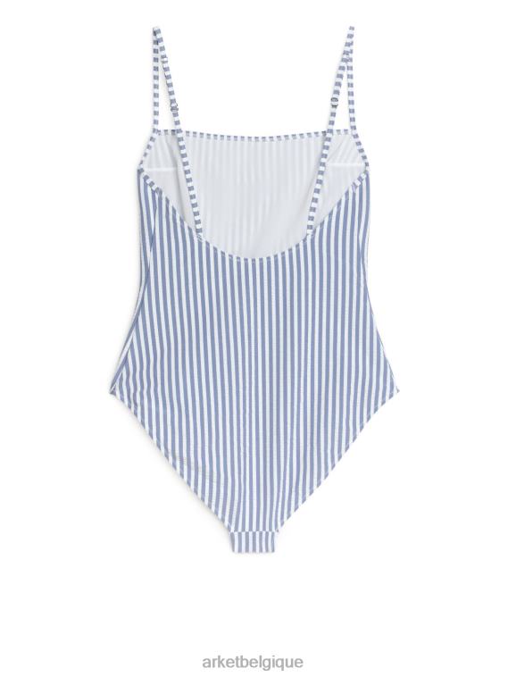 ARKET maillot de bain en seersucker femmes bleu blanc T46DR596 vêtements