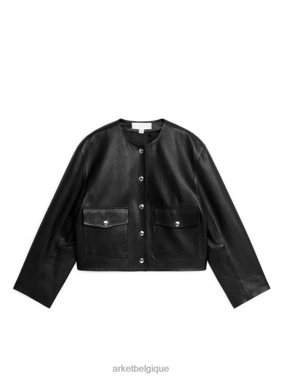 ARKET veste courte en cuir femmes noir T46DR475 vêtements