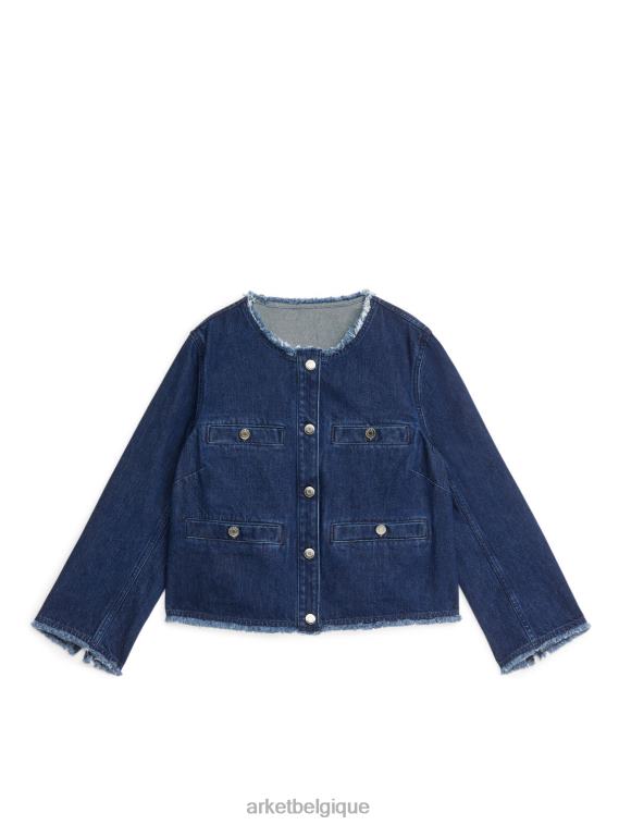 ARKET veste en jean sans col femmes bleu moyen T46DR468 vêtements