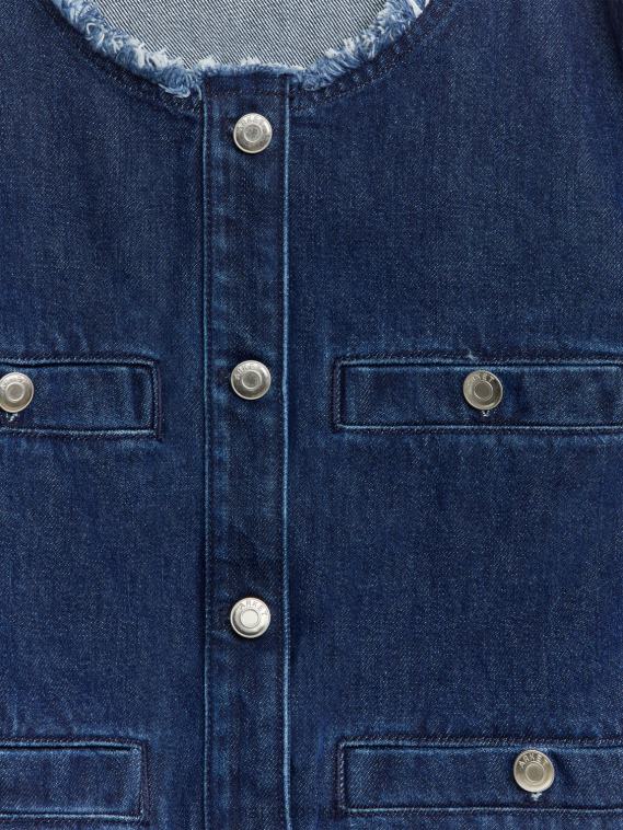 ARKET veste en jean sans col femmes bleu moyen T46DR468 vêtements