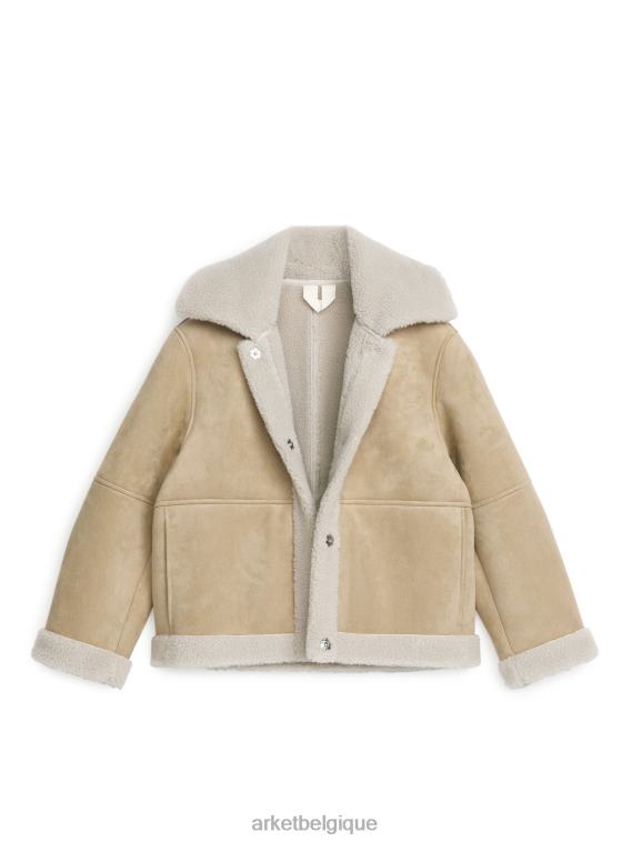 ARKET veste en moleskine en fausse fourrure femmes beige T46DR472 vêtements