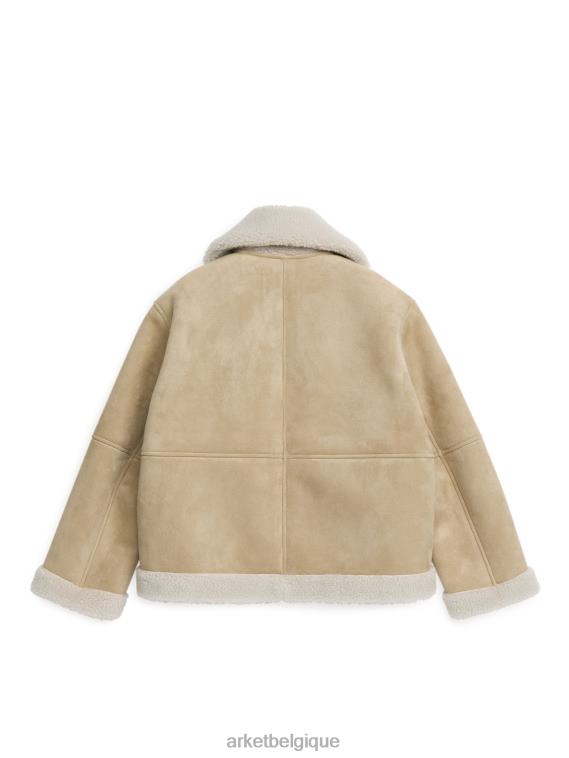 ARKET veste en moleskine en fausse fourrure femmes beige T46DR472 vêtements