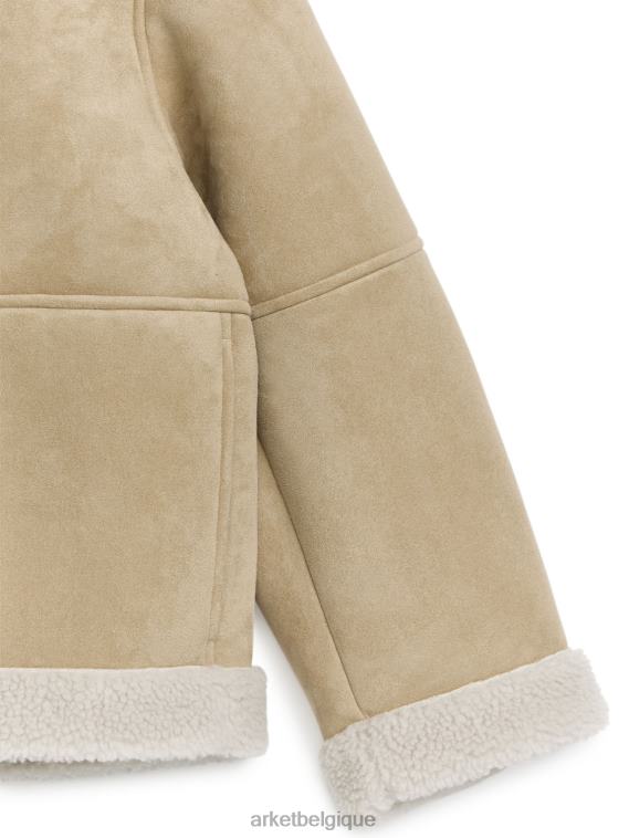 ARKET veste en moleskine en fausse fourrure femmes beige T46DR472 vêtements