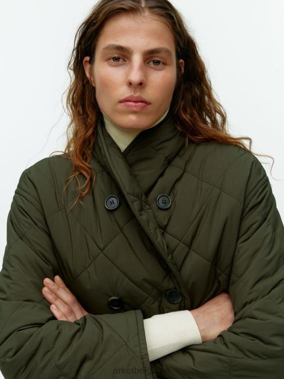 ARKET veste matelassée à col châle femmes vert kahki foncé T46DR450 vêtements
