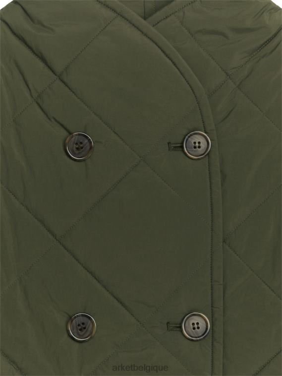 ARKET veste matelassée à col châle femmes vert kahki foncé T46DR450 vêtements