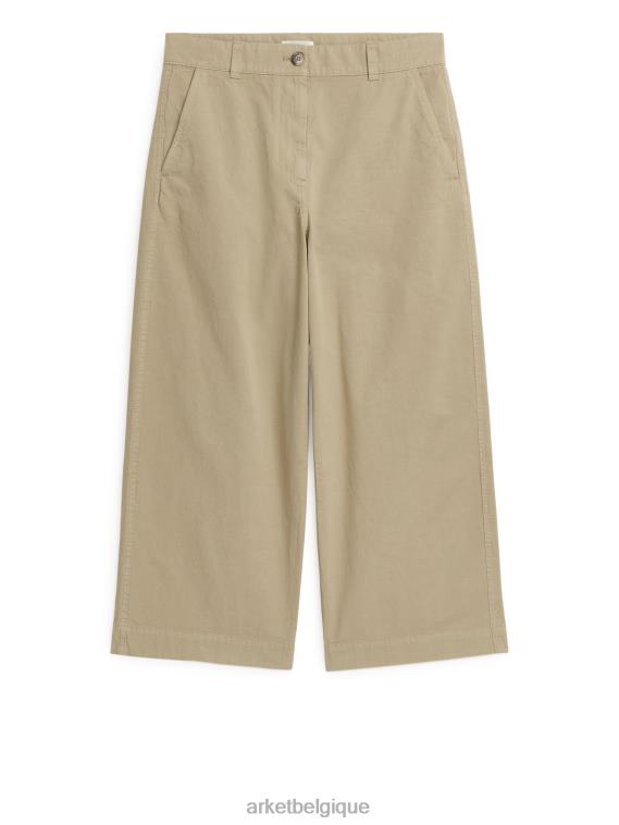 ARKET chino raccourci en coton et lin femmes beige T46DR193 vêtements
