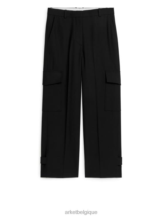 ARKET pantalon cargo en laine mélangée femmes noir T46DR213 vêtements