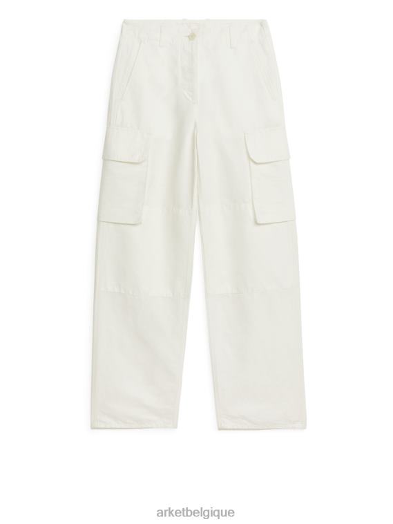 ARKET pantalon cargo en lin mélangé femmes blanc T46DR173 vêtements