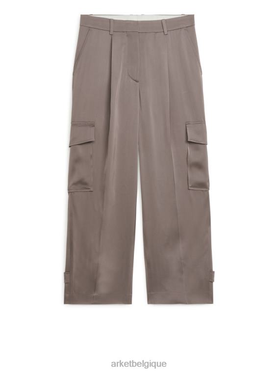 ARKET pantalon cargo en satin femmes taupe T46DR200 vêtements