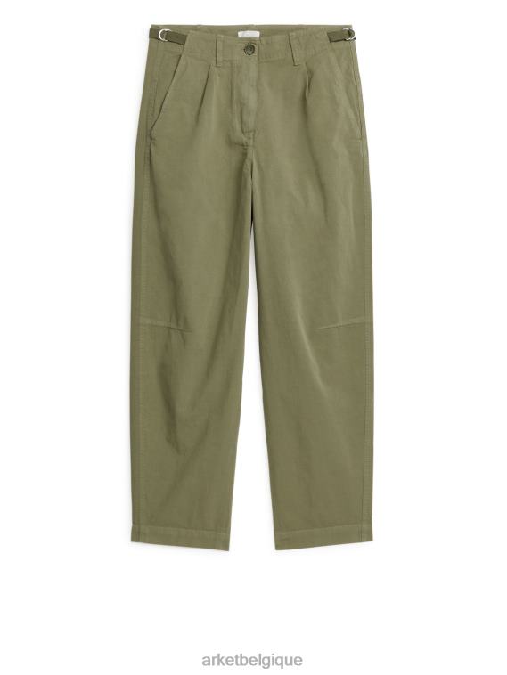 ARKET pantalon chino en coton à jambe droite femmes vert kaki T46DR199 vêtements