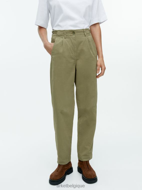 ARKET pantalon chino en coton à jambe droite femmes vert kaki T46DR199 vêtements