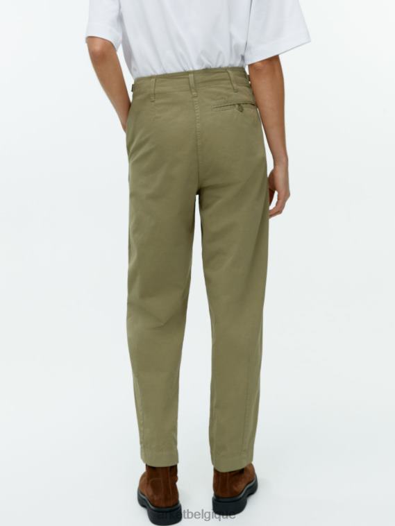 ARKET pantalon chino en coton à jambe droite femmes vert kaki T46DR199 vêtements