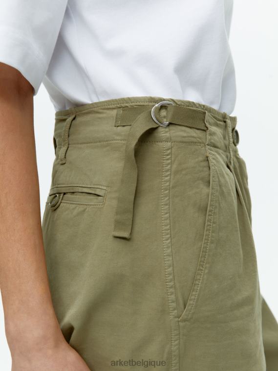 ARKET pantalon chino en coton à jambe droite femmes vert kaki T46DR199 vêtements
