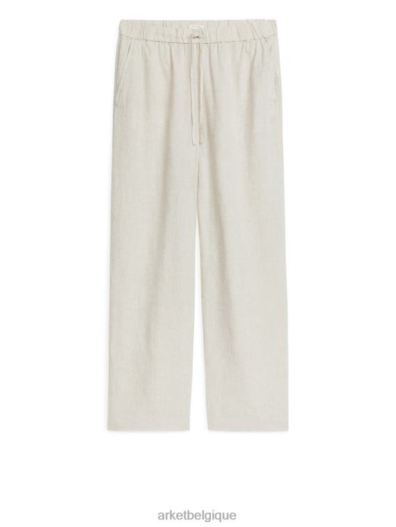 ARKET pantalon en lin à cordon de serrage femmes beige T46DR168 vêtements
