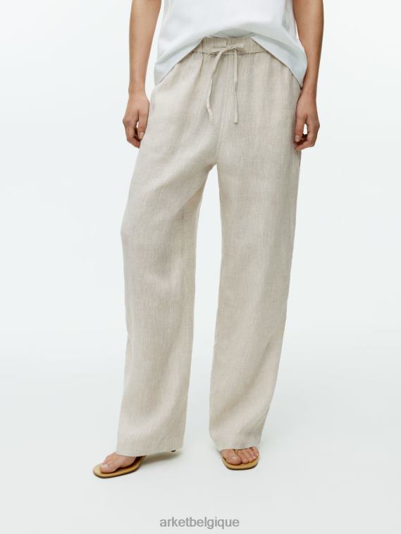 ARKET pantalon en lin à cordon de serrage femmes beige T46DR168 vêtements