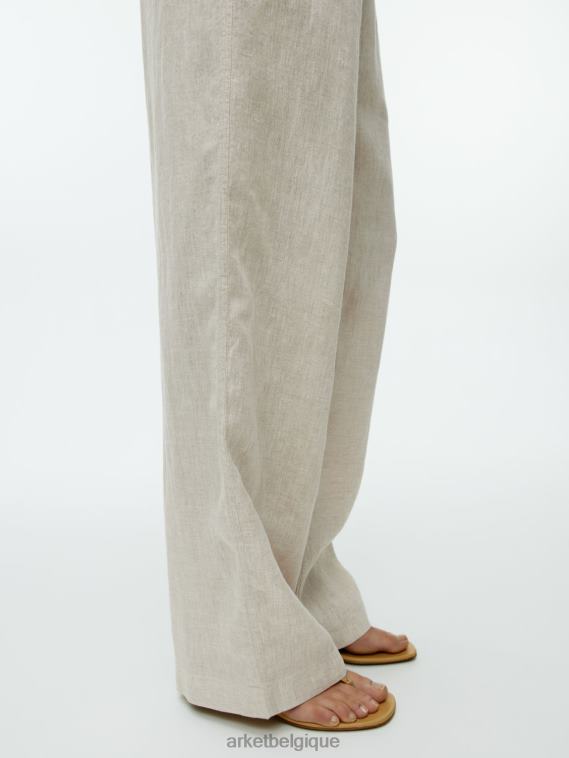 ARKET pantalon en lin à cordon de serrage femmes beige T46DR168 vêtements