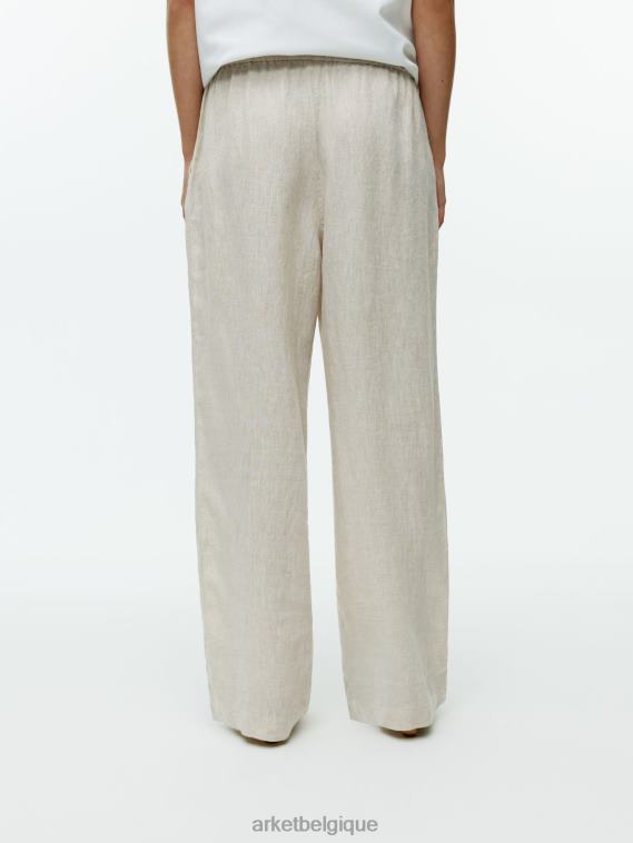 ARKET pantalon en lin à cordon de serrage femmes beige T46DR168 vêtements