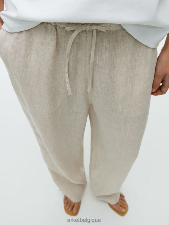 ARKET pantalon en lin à cordon de serrage femmes beige T46DR168 vêtements