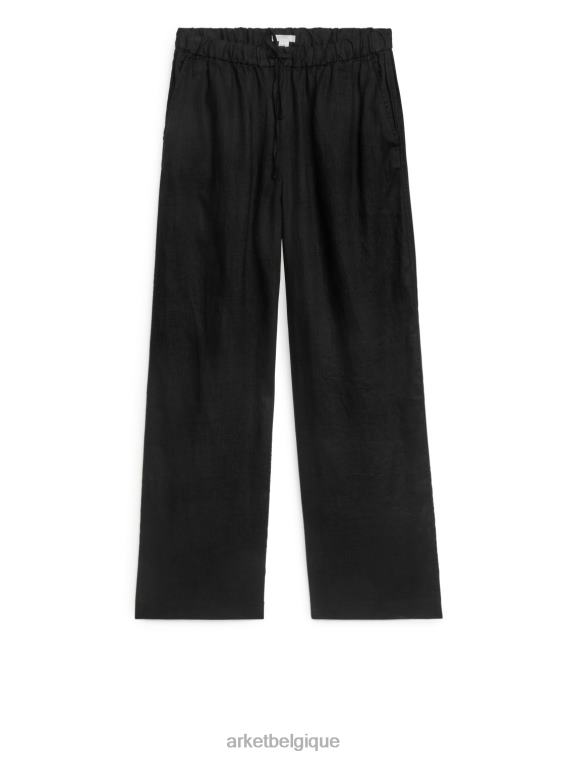 ARKET pantalon en lin à cordon de serrage femmes noir T46DR176 vêtements