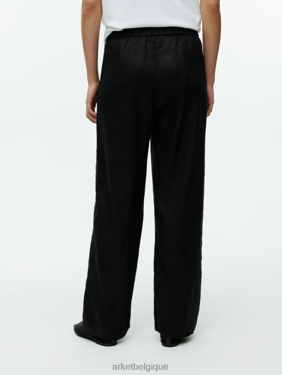 ARKET pantalon en lin à cordon de serrage femmes noir T46DR176 vêtements