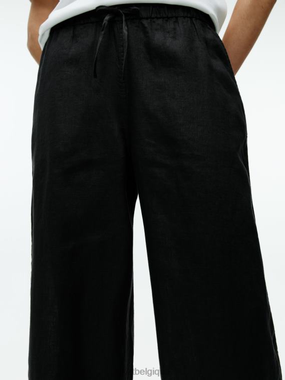 ARKET pantalon en lin à cordon de serrage femmes noir T46DR176 vêtements
