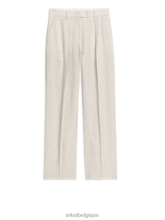 ARKET pantalon en lin femmes beige clair T46DR177 vêtements