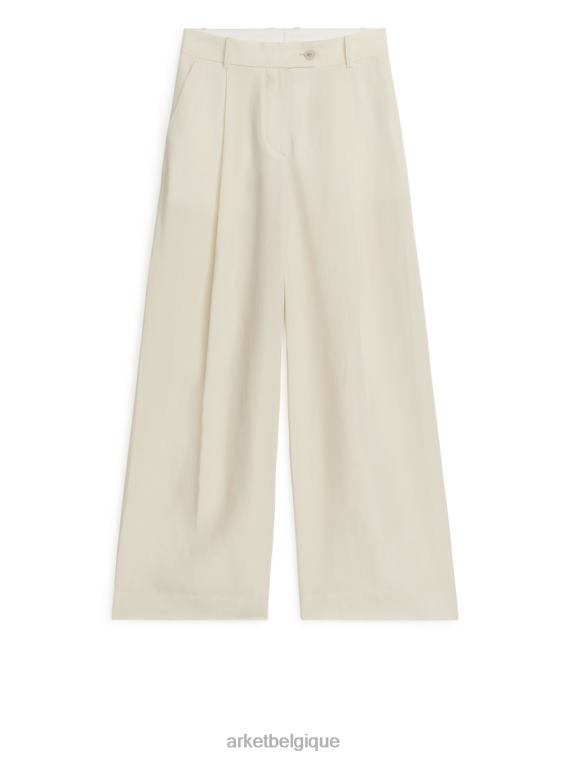 ARKET pantalon en lin lyocell femmes blanc cassé T46DR203 vêtements
