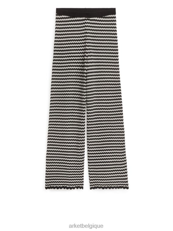 ARKET pantalon en maille de coton femmes bleu foncé/blanc cassé T46DR202 vêtements