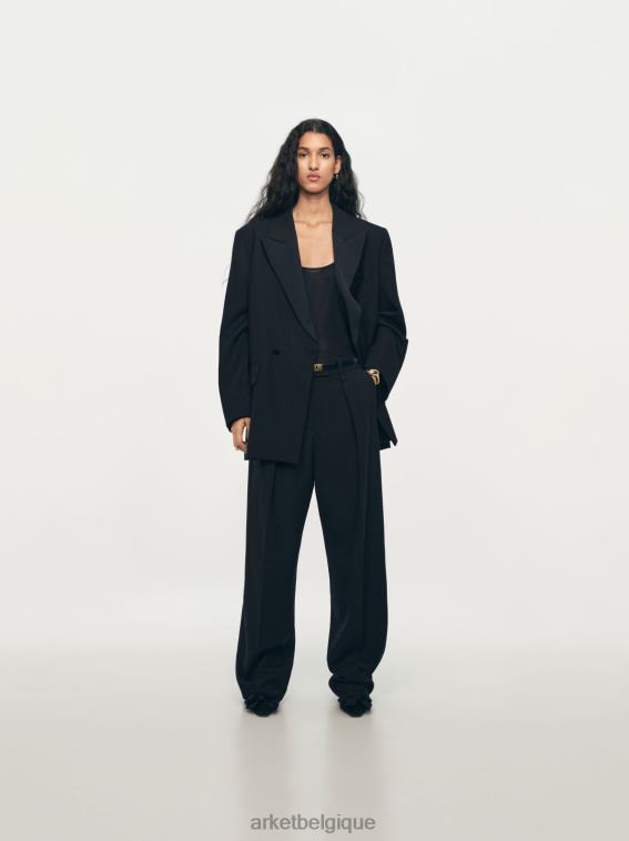 ARKET pantalon en sergé de laine mélangée femmes noir T46DR208 vêtements
